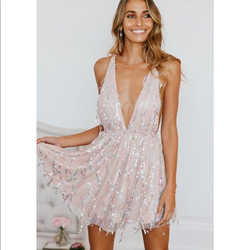 Pink sequin party dress